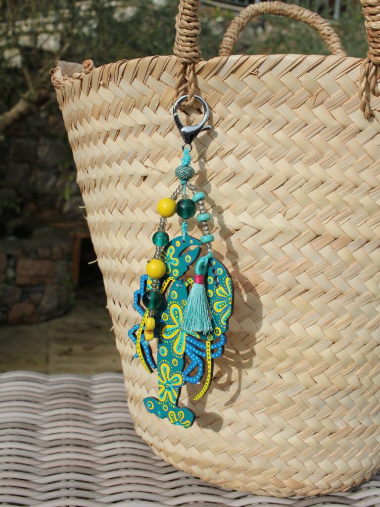 Lobster Bag Charm (Teal and yellow) - Image 3