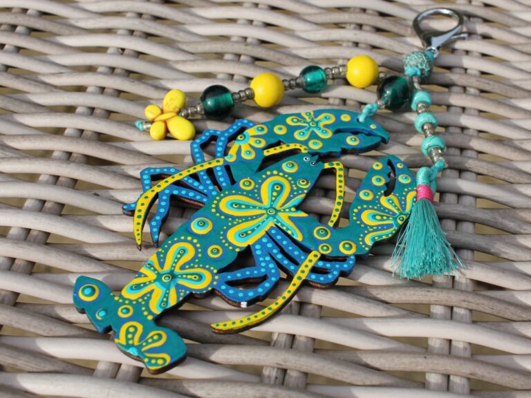 Lobster Bag Charm (Teal and yellow)